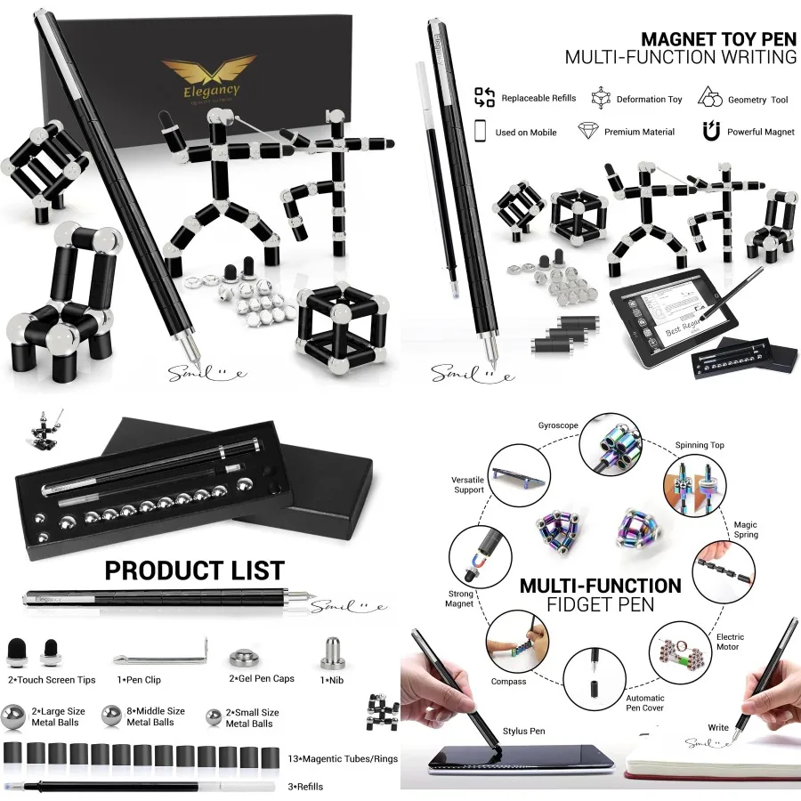 أناقة تململ القلم كرات مغناطيسية تشوه الضغط قلم مغناطيسي تململ لعبة للمراهقين قلم حبر جاف متعدد الوظائف #1