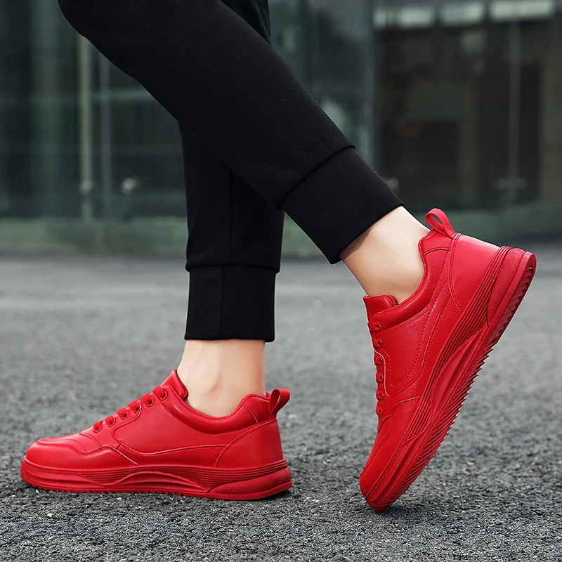 Red men\'s shoes 2023 new spring and autumn non-slip low-top board shoes male young students leisure sports shoes large size 46