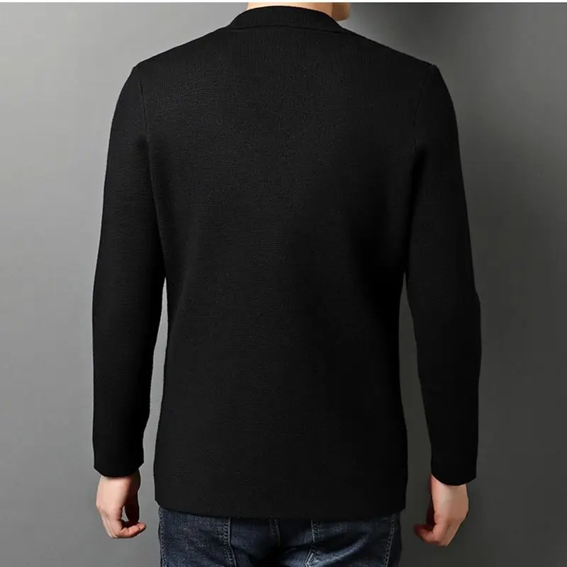 ชุดคาร์ดิแกนถักสำหรับผู้ชาย สไตล์เกาหลี ฤดูใบไม้ผลิ ฤดูใบไม้ร่วง แฟชั่นทันสมัย สีพื้น เสื้อแจ็คเก็ตลำลอง สไตล์ใหม่