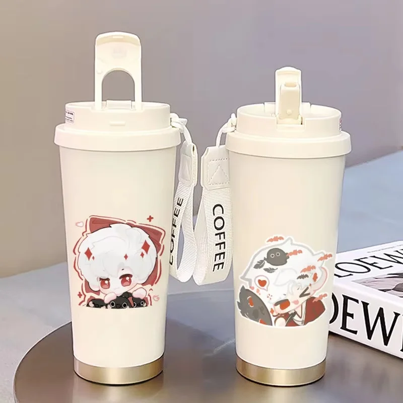 Love And Deepspace Sylus Rafaye Zayne Insulated Cup Stainless Steel Straw Large Capacity Cartoon Cold Coffee Double Drink Gifts