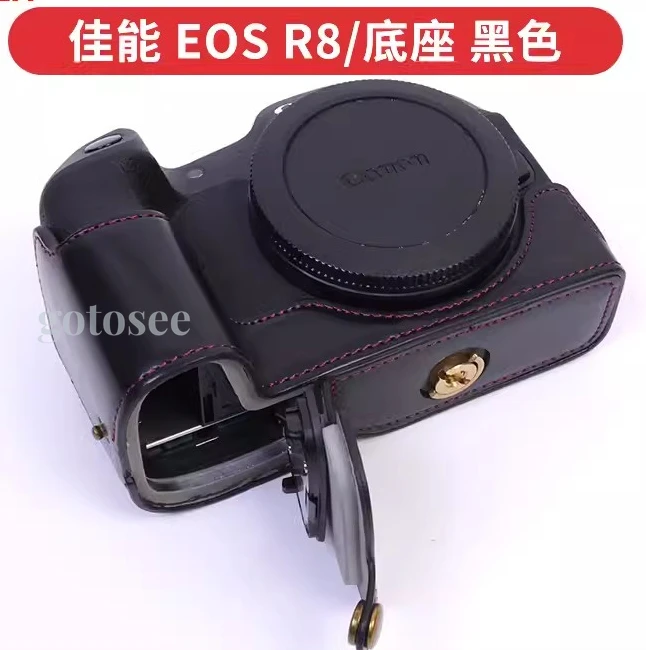 Leather Camera Half Case Retro PU Base Grip for Canon EOS R5 R6 R7 R8 R10 R50 Protective Cover Camera Bags