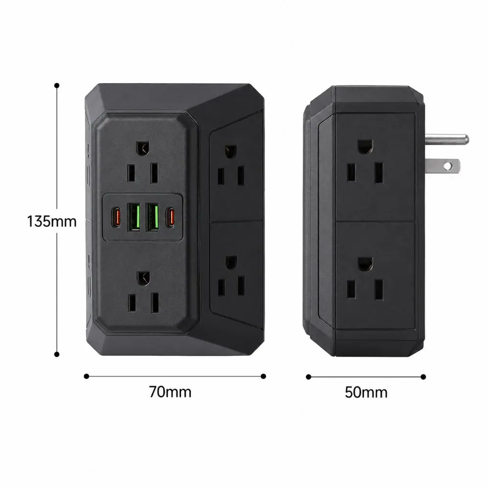 Professional Multi Plug Outlet Extender Overload Protection Surge Protector Outlet Splitter Durable USB C Power Strip Dorm view 5