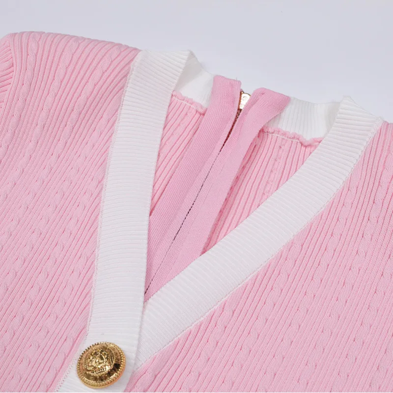 فستان CHUJIE Summer 2025 منسوج بأكمام قصيرة ورقبة على شكل حرف V، فستان ضيق ضيق، ملابس غير رسمية عالية الجودة