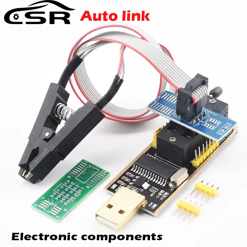 CH341A/B USB EEPROM Flash BIOS Programmer Module + SOIC8 SOP8 Test Clip SPI Flash Reader Writer for 24CXX 25CXX 93CXX Chips