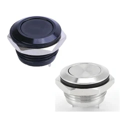 New Mini Flat Button Metal Anodize Black Waterproof Super Short Thin Momentary 16mm 19mm 22mm 25mm 30mm Push Button Switch