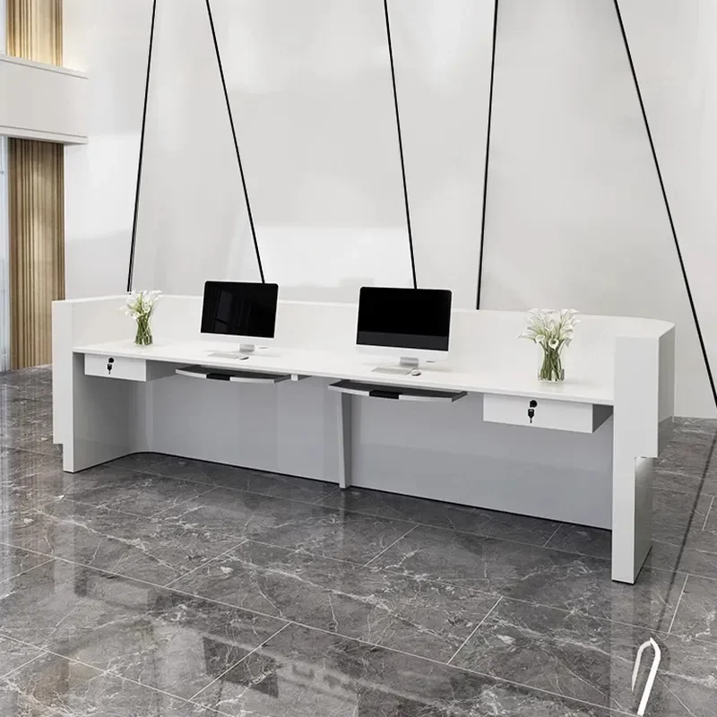 Custom Reception Desk for Office Building Front Desk Lobby Service Counter Paint Bar Shopping Mall Beauty Salon Checkout Page