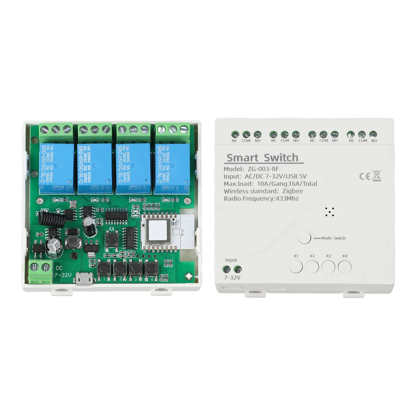 Multi Appliance Control Switch 4CH Switch Module Individual Group Management Integration With Voice Assistants
