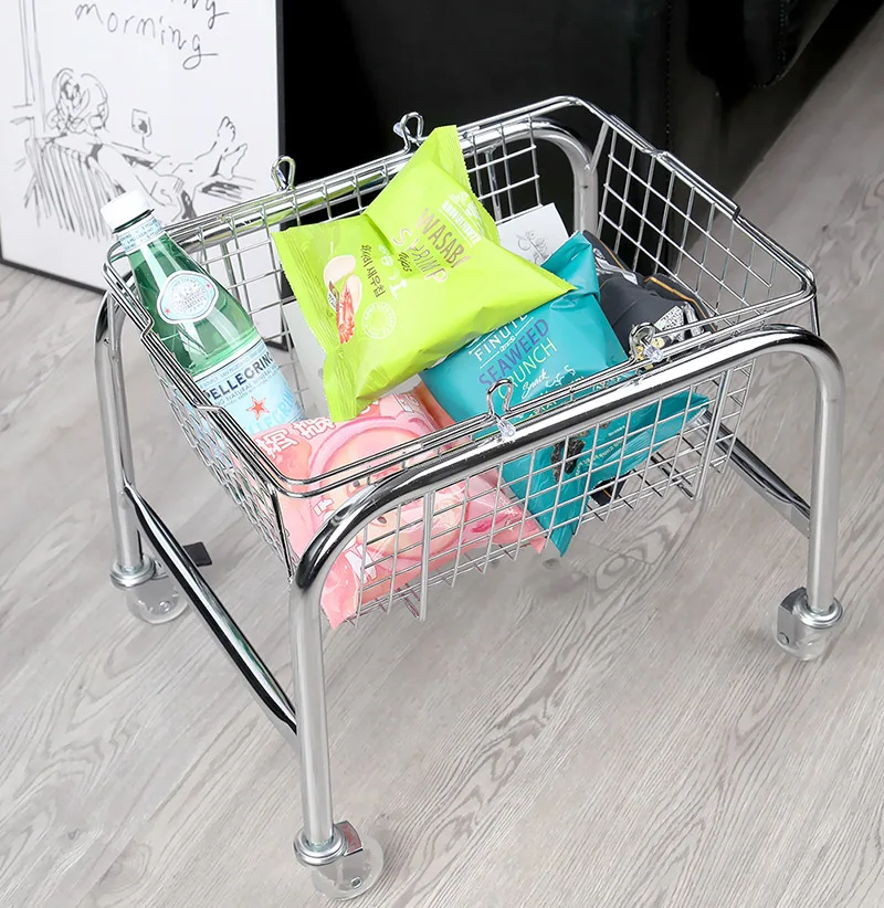 

Storage Baskets Dormitory Snack Storage Basket Mobile Trolley Storage Rack Handle Shopping Basket Home Dormitory Handle Basket