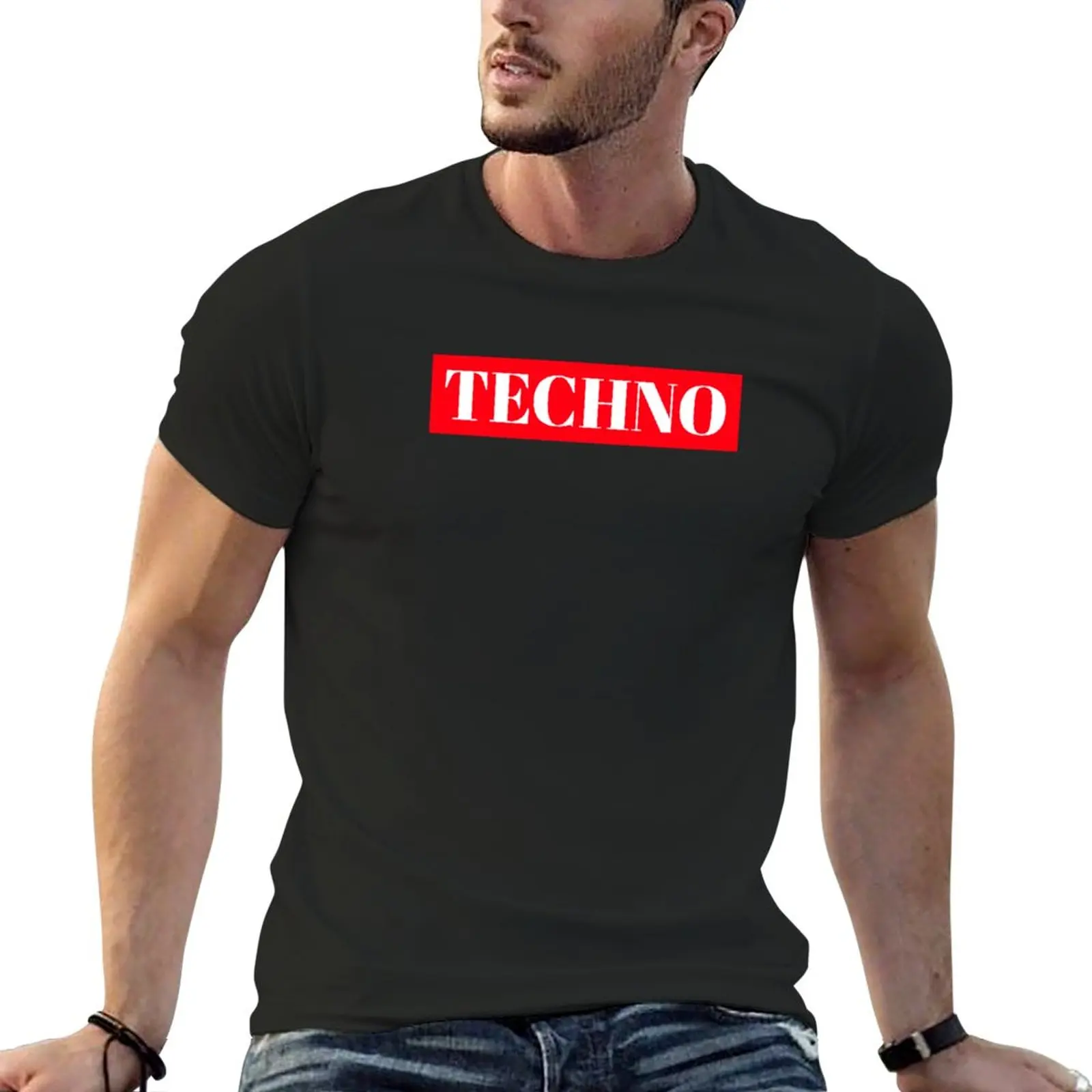 New Techno T-Shirt Tee shirt plus size t shirts Short sleeve aesthetic clothes mens tall t shirts