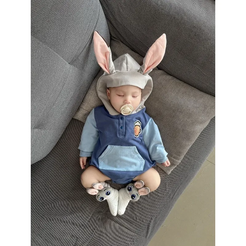 

Корейский детский комбинезон-ромпер с мультяшным принтом для малышей, костюм Джуди, унисекс одежда для младенцев