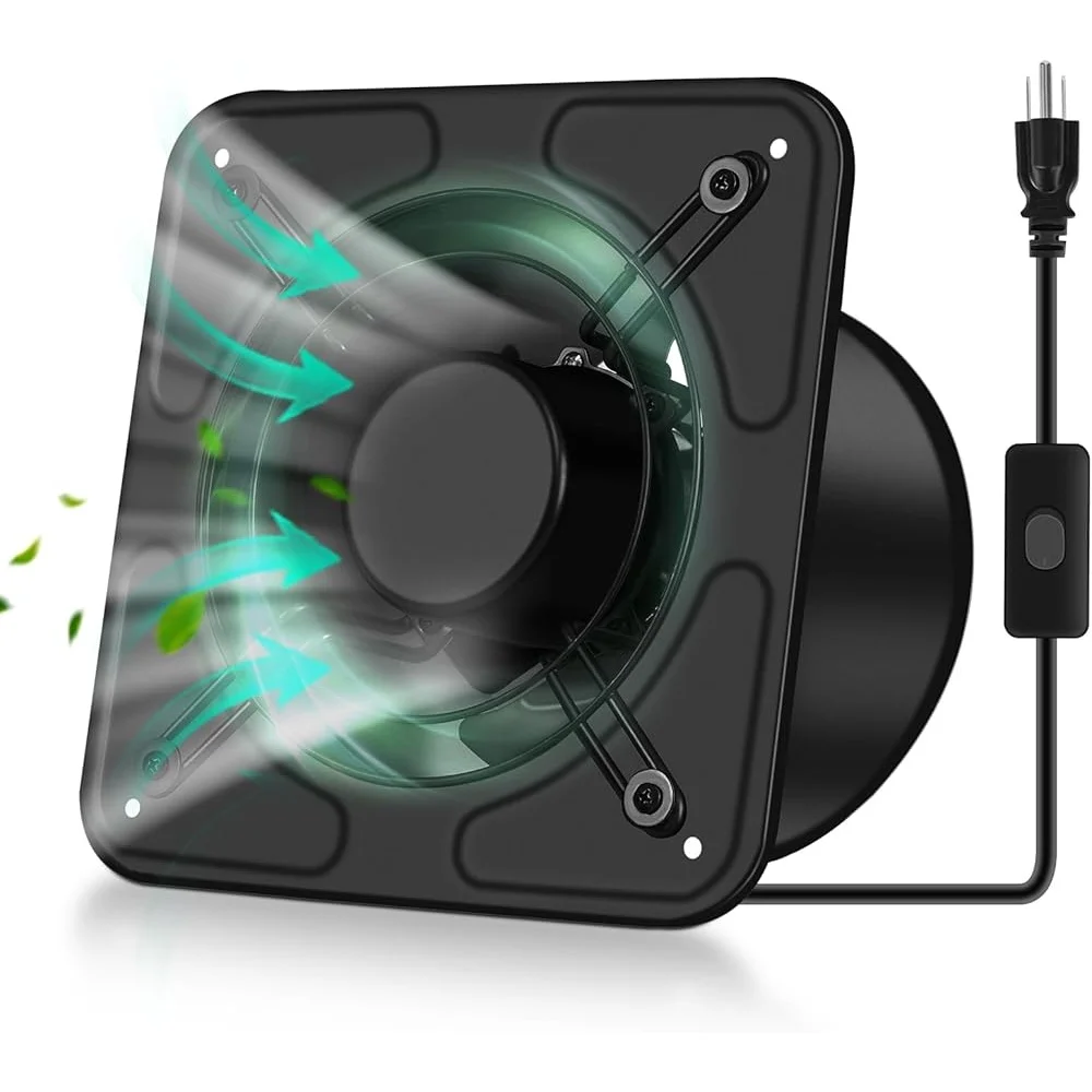 8 Inch High Efficiency Exhaust Fan Wall Mounted Ventilator 1200 m³/h Airflow Perfect Kitchen Garage Bathroom Attic