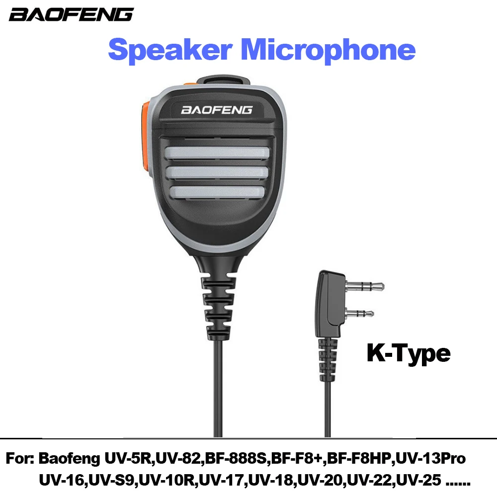 

2Pin K-Type Microphone Speaker PTT Waterproof MIC For BAOFENG KENWOOD QUANSHENG TYT Walkie Talkie Handheld/Shoulder Speakers