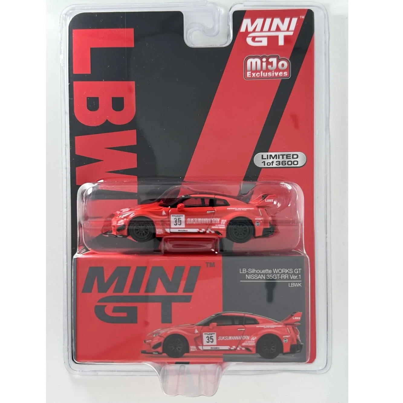 TSM Mini Gt 1/64 #311 NISSAN 35GT-RR Ver.1 LBWK #35 Mijo Edition Red Die-cast Alloy Car Model Collection Display Gift