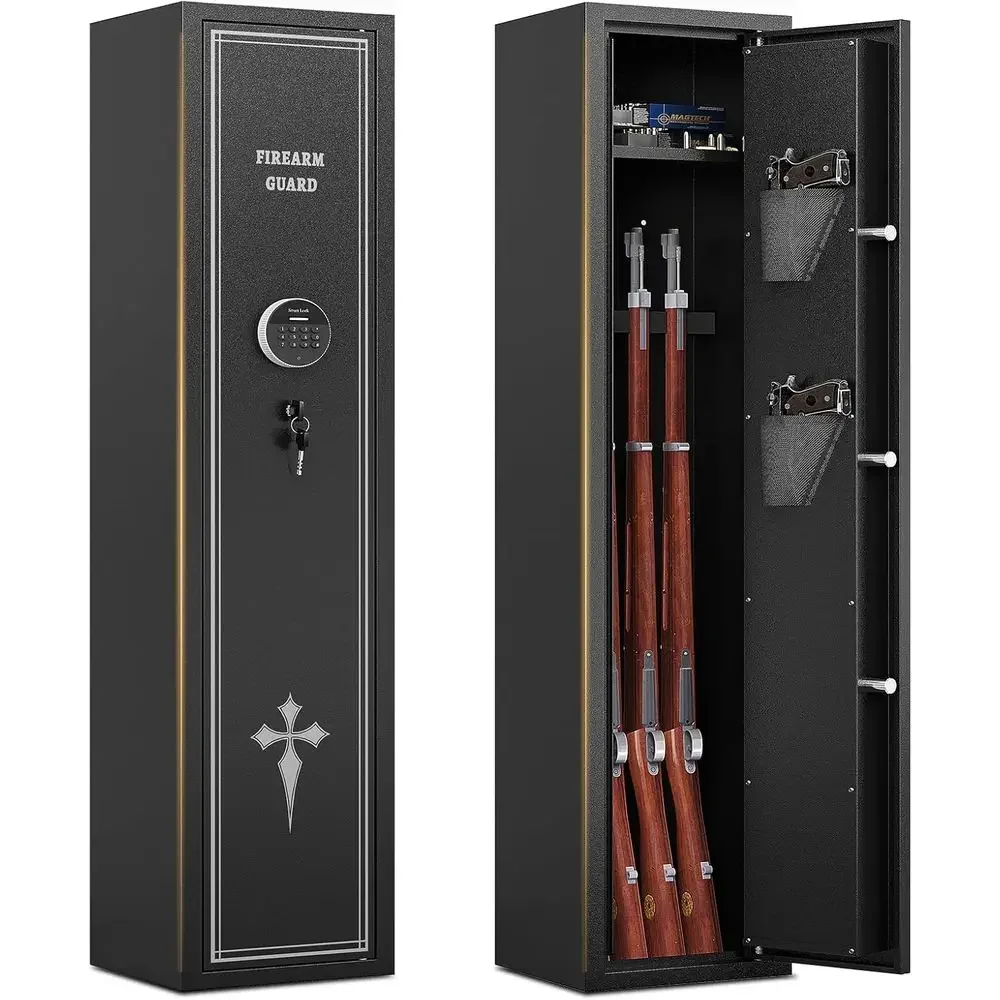 

Firearms and Shotgun Storage Cabinet with Removable Shelves for Quick Access and Security