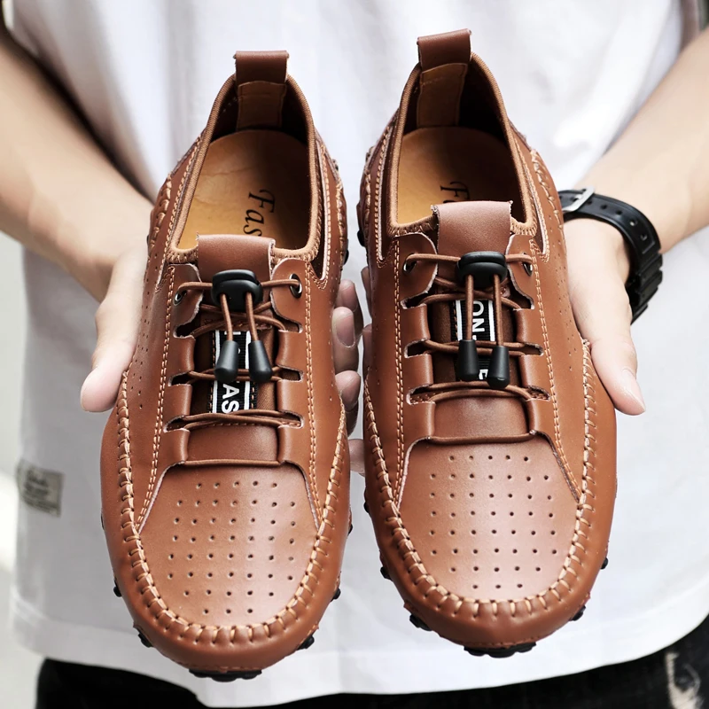 Designer Large Size 47 Men Loafers Soft Moccasins High Quality Spring Autumn Genuine Leather Shoes Men Warm Flats Driving Shoes