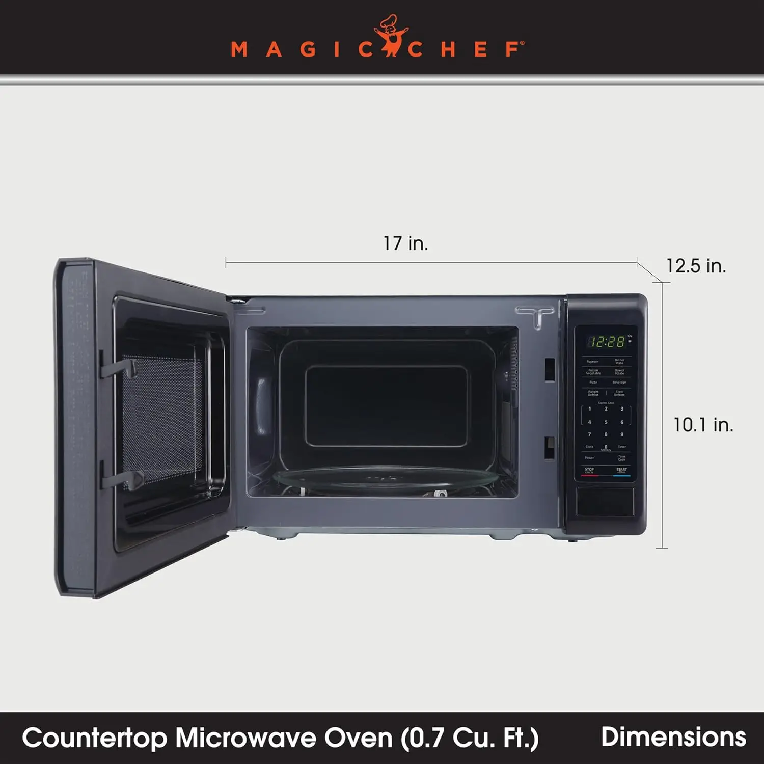 Countertop Microwave Oven, Small Microwave for Compact Spaces, 700 Watts, 0.7 Cubic Feet, Black