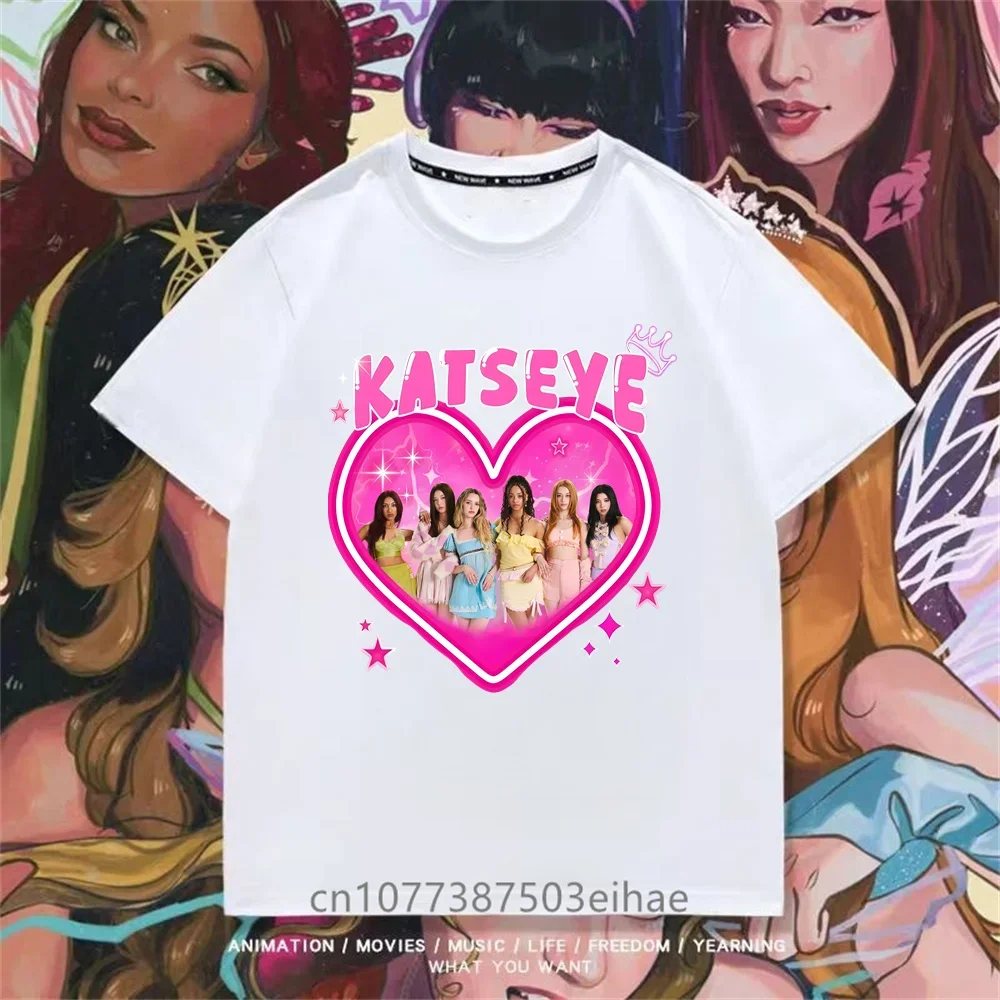 Katseye Girl Group Printed T-shirts Children's Clothing Girls Boys Summer Round Neck Short Sleeve Tshirt Fashion Casual Tee Tops