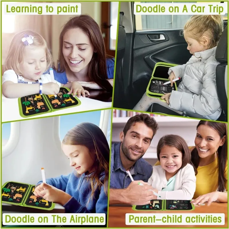 لوحة رسم كرتون للأطفال مجموعة كتب طلاء محمولة قلم تلوين سحري للمسح ألعاب تعليمية في مرحلة الطفولة المبكرة قابلة لإعادة الاستخدام