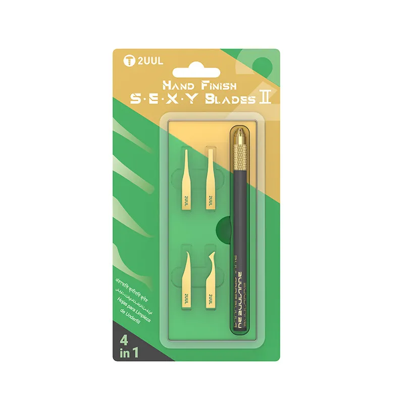 2UUL 4-in-1 Hand-Polished De-glue Blade Set for Mobile Phone & Electronic Repair Edge Glue Removal Tool IC Chip De-glue Blade