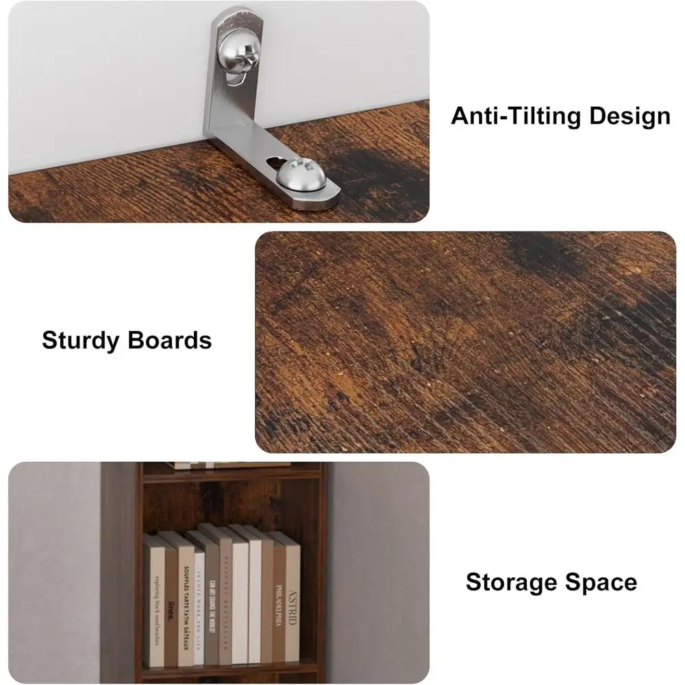 رف كتب ضيق طويل القامة مكون من 6 طبقات، رف زاوية رفيع ونحيف مقاس 70.5 بوصة، خزانة تخزين رفيعة، برج منظم مكعب للوسائط DVD الخشبي