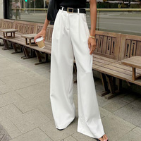 Women's White Palazzo Pants, White High-rise Wide Leg Long Pants, Urban Office Ladies Elegant Palazzo Pants/Trousers,Trends 2025