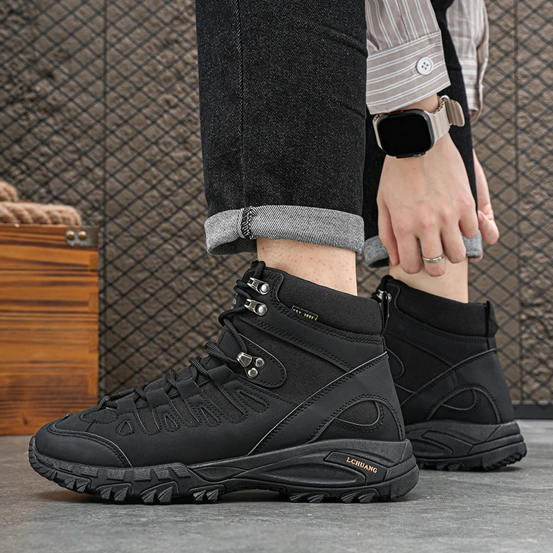 

Профессиональная всесезонная обувь на плоской подошве со средним верхом и шнуровкой, модная брендовая оригинальная противоскользящая уличная походная обувь большого размера с цветными блоками