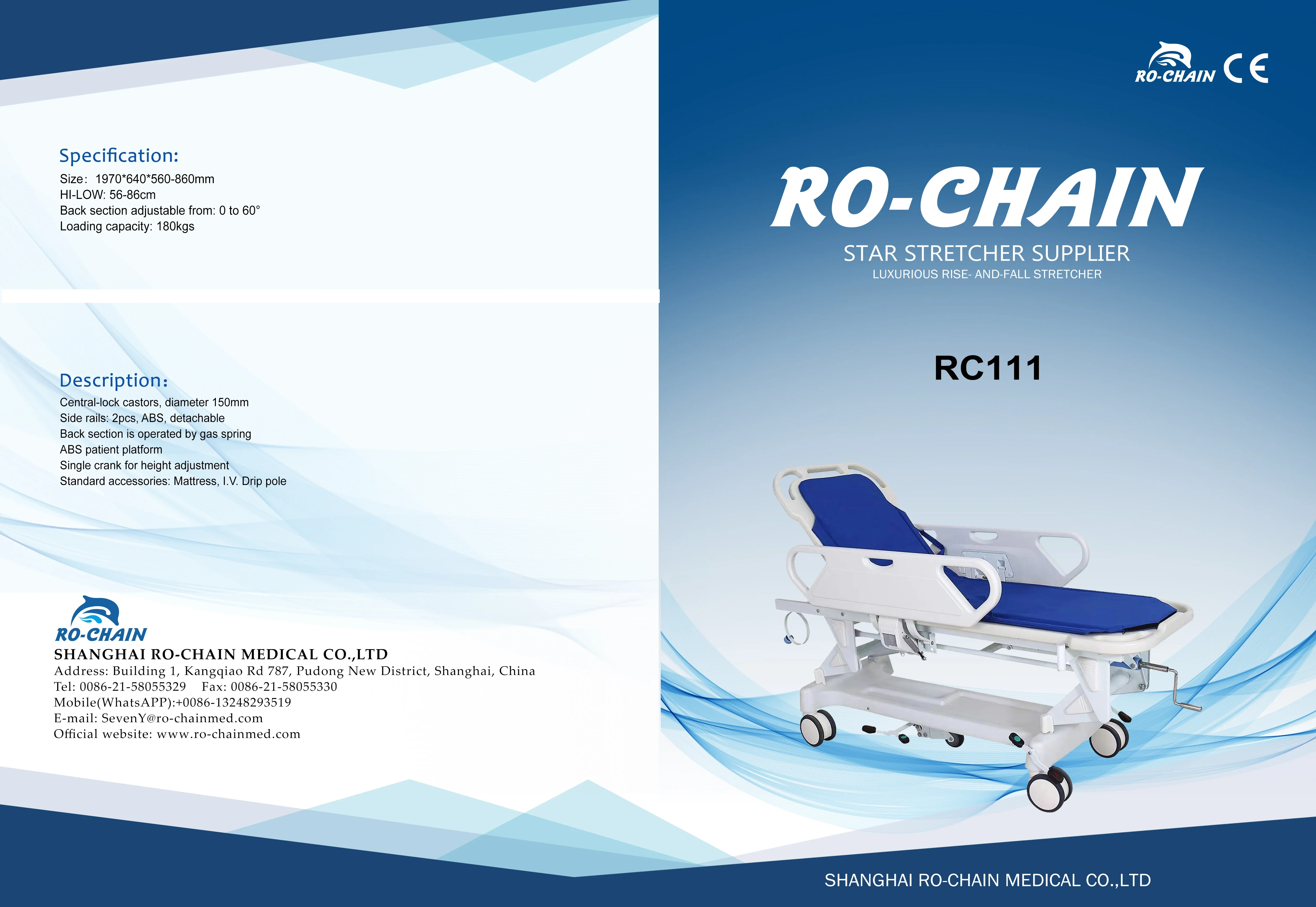 RC111 hospital Manual patient transfer trolley patient transfer stretcher