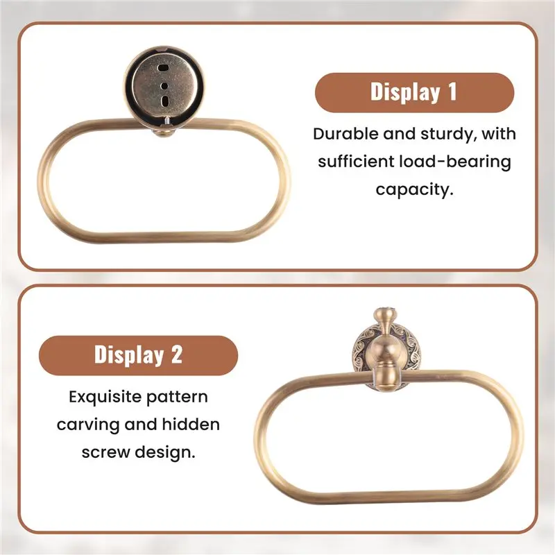 BAAJ-Oval Towel Ring Antique Brass Exquisite Pattern Carving Hanger Hand Towel Holder For Bathroom Kitchen Accessories