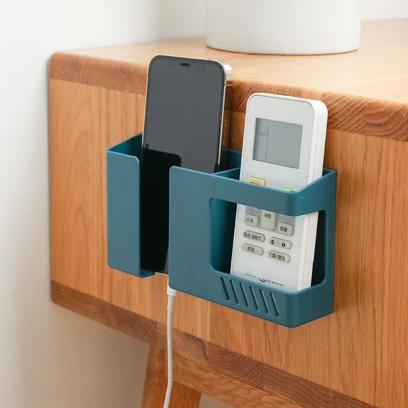 Punch-free Mobile Phone Holder, Wall Mount Stand, Organizador de Controle Remoto, Storage Box, Carregamento, Bedside Container Rack, 4, 2, 1Pcs