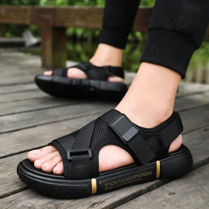 Outdoor Breathable Comfort Slip on Plus Size Open Shoes Casual Sandals Summer Peep Toe Mens PVC Sandalias Hiking Sandals