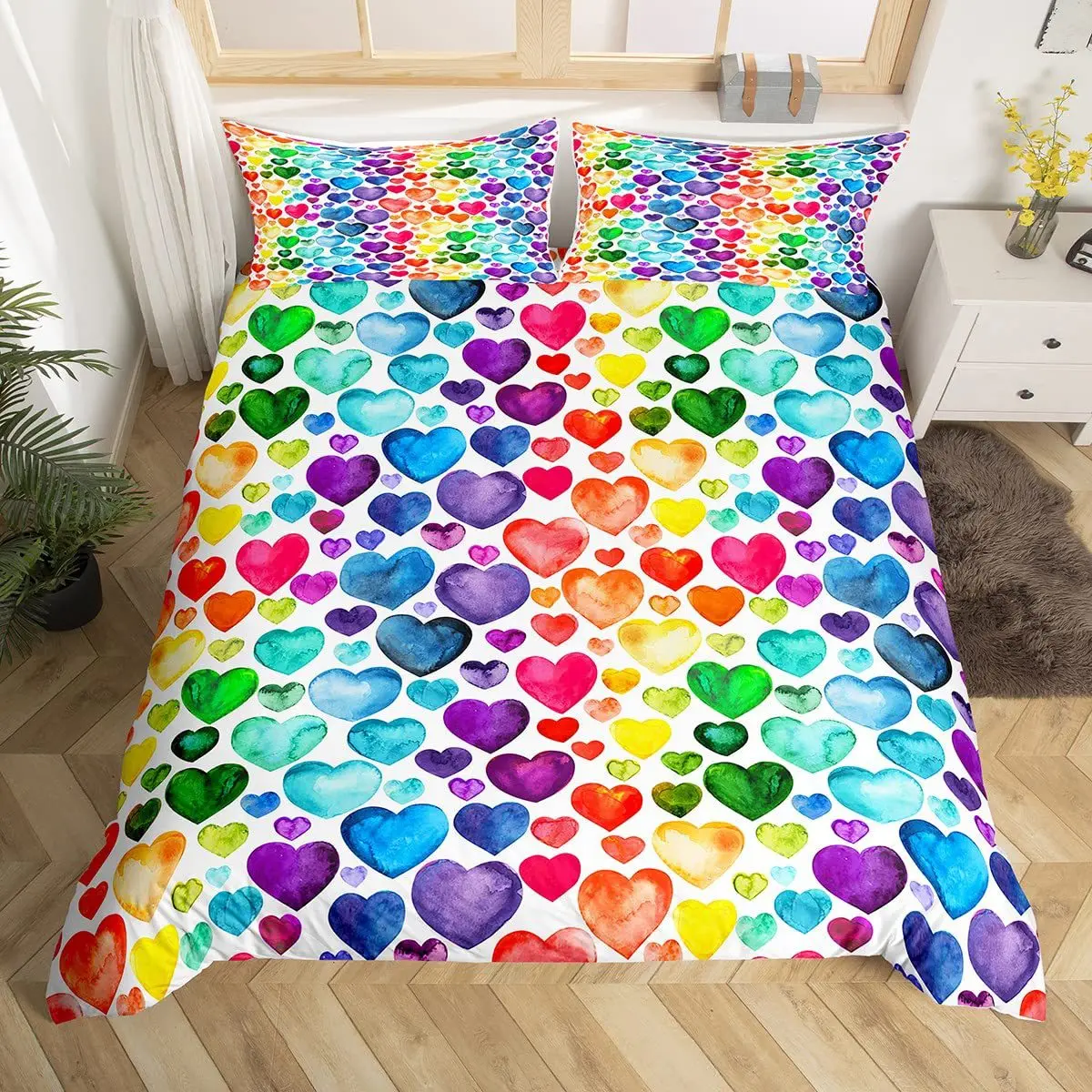 2/3pcs bedding set Digital Print Comfortable Duvet Cover for Home Bedroom Decoration, 1 Duvet Cover and 2pillowcase with Zippers