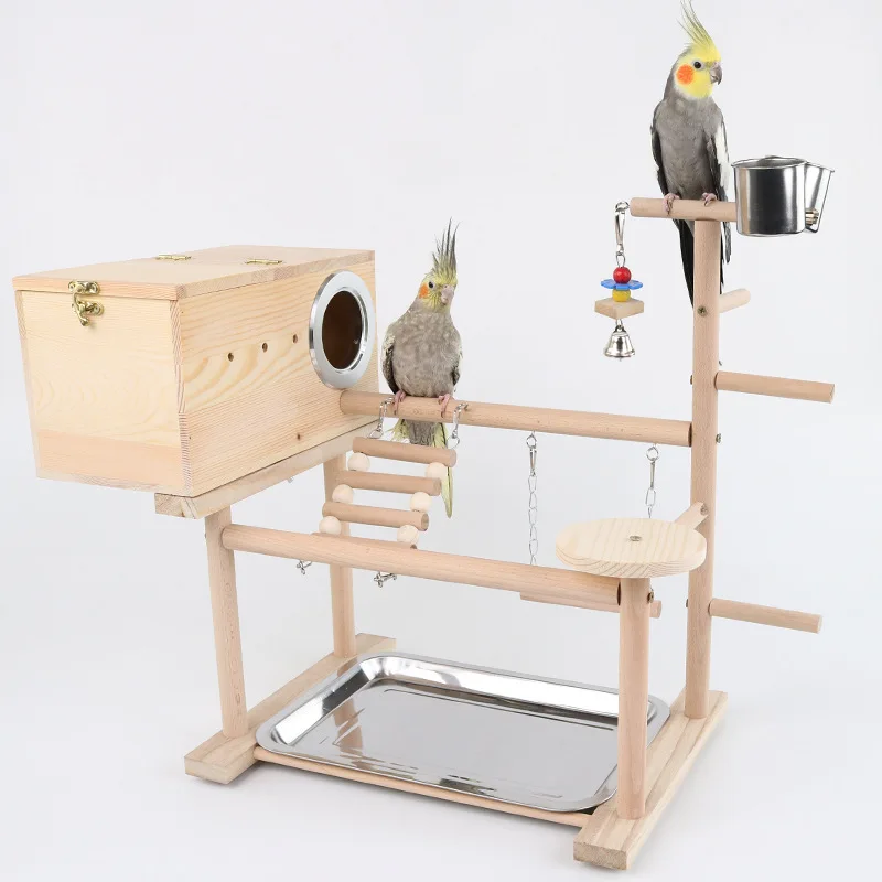 

Bird Swing Toy Wooden Parrot Perch Stand Playstand with Chewing Beads Cage Playground Bird Swing Toy Wooden Parrot Perch