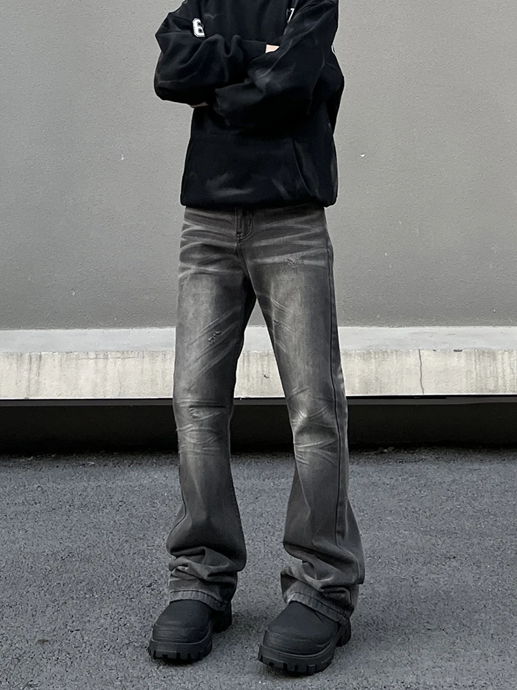 

Мужские джинсы American Sle Cleanfit Heavyweight Waed, плиссированные, с легким расклешением, свободного кроя, в стиле Water Wave, прямые, для уличного стиля