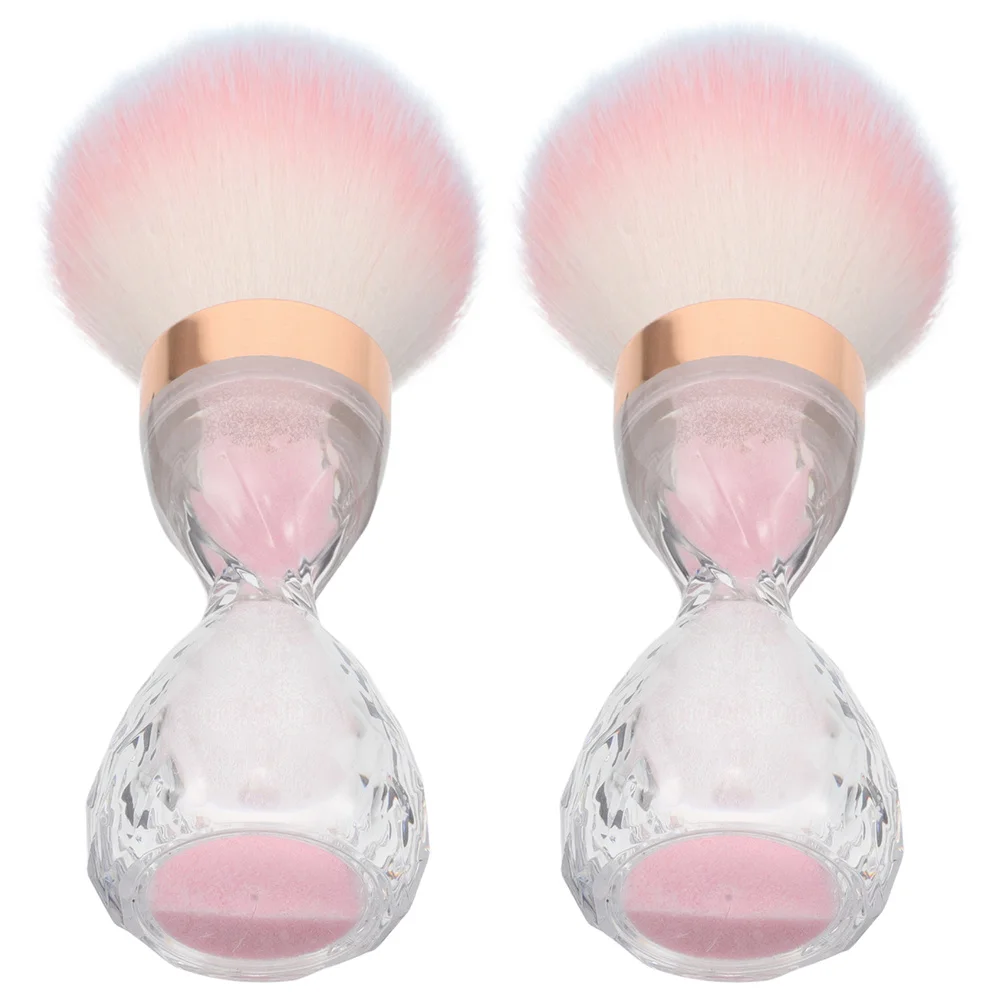 2Pcs Beauty Tools Nail Dust Brush Shape Soft Bristles Large Head for Powder Application Efficient Cleaning Portable