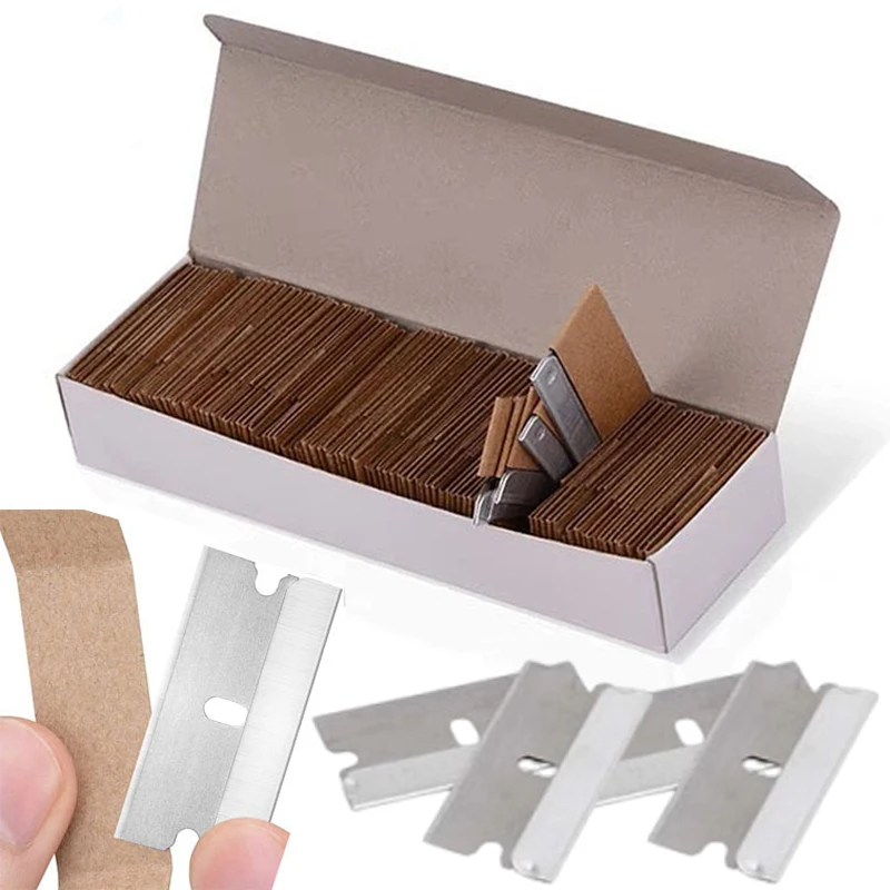 200Pcs Replacement Scraper Blades Multi-functional Glass Glue Stickers Remover Blade Carbon Steel Blades Scraper Cleaning Tools