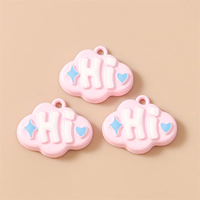 Leslie 20 Stück niedliche, farbenfrohe Cartoon-Wolken-Charms mit Hi-Buchstaben, passend für DIY-Ohrringe, Halsketten, Schmuckherstellung, handgefertigte Accessoires – Detail 9