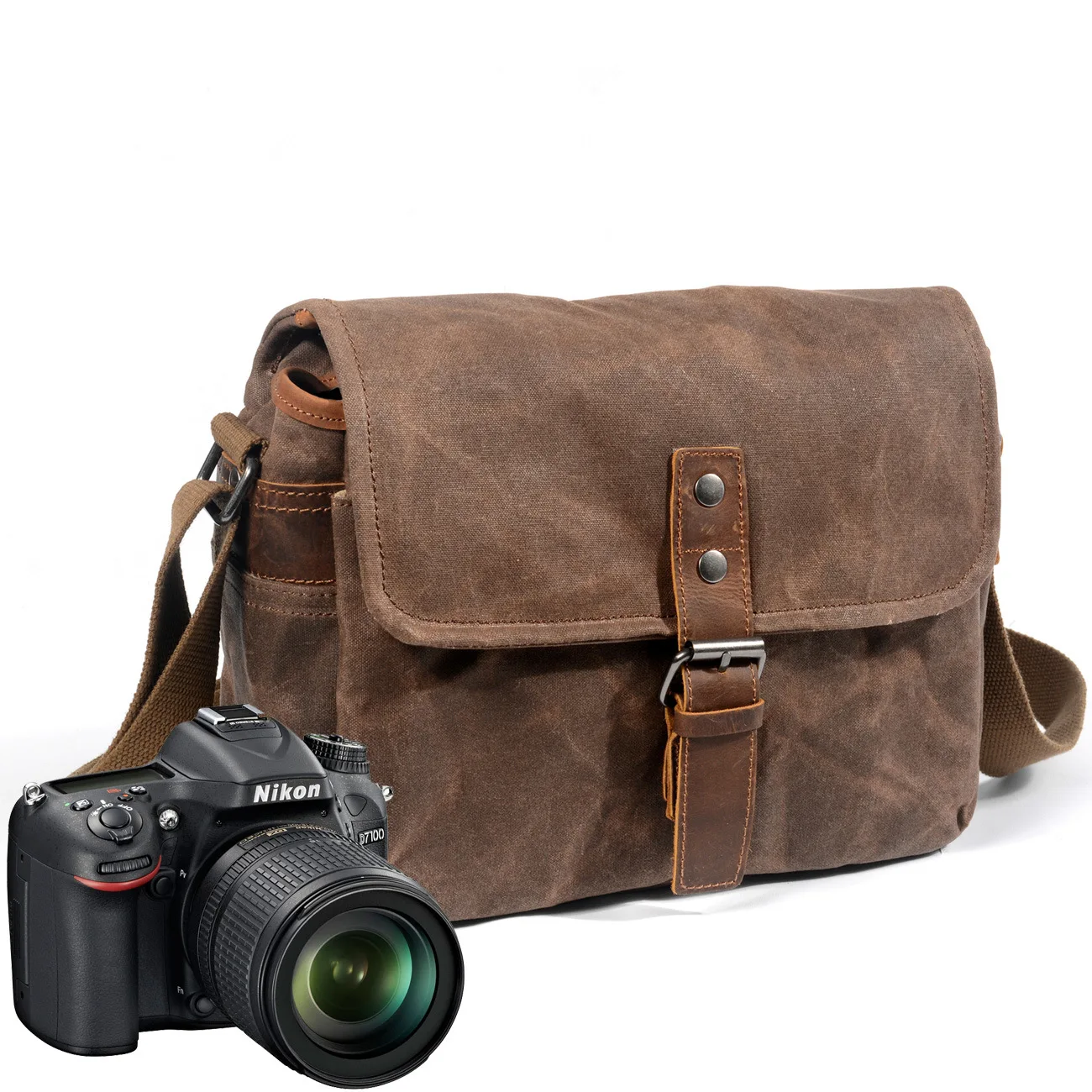 

New Outdoor Photography Bag Digital SLR Professional Waterproof Oil Wax Canvas Camera Bag Shoulder Bag