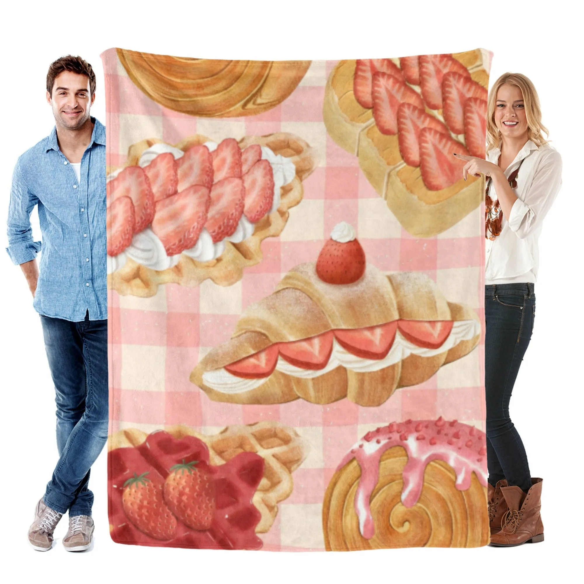 

Фланелевое одеяло, с принтом клубничного десерта, подходит для всех сезонов, для спальни и дивана, мягкое и комфортное.