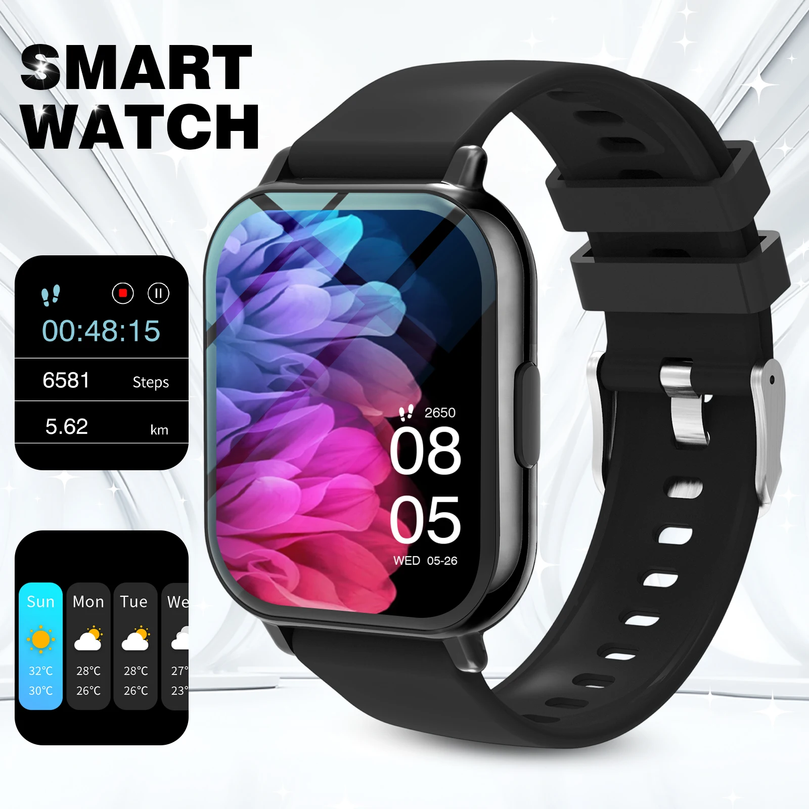 

New Smart Watch, Unisex Fashion Sports Watch with Stainless Steel Strap, Wireless Calling, Multi-Sport Mode, Music Control