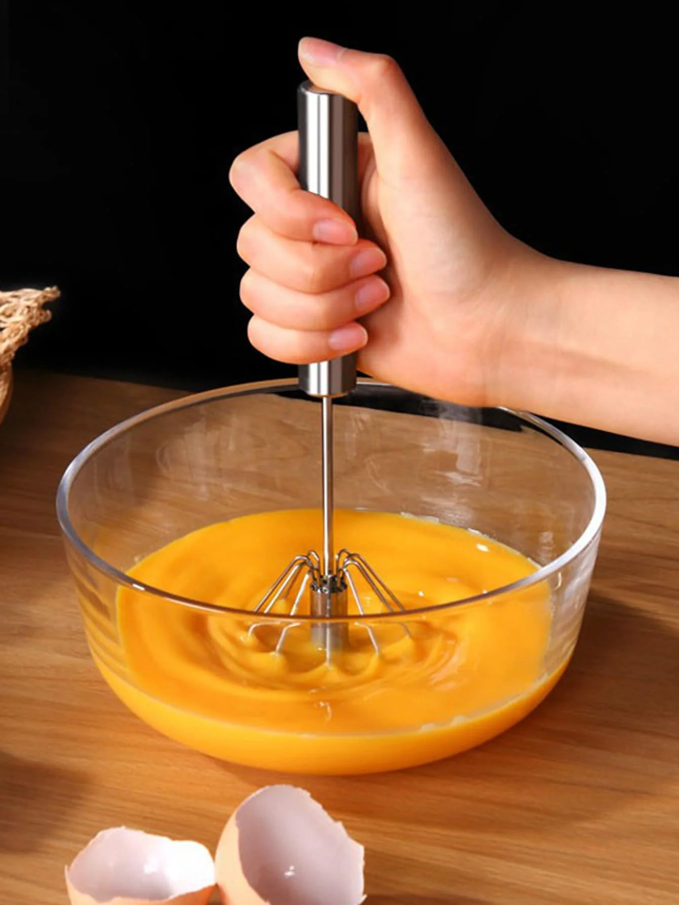 12inch Stainless Steel Semi Automatic Whisk Blender for Home -Versatile Tool for Egg Beater, Milk Frother, Hand Push Whisk