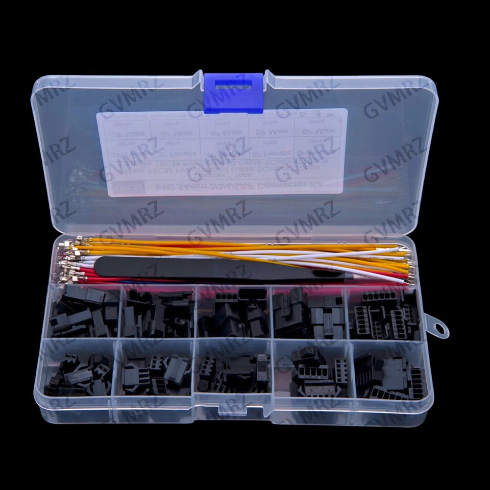 JST SM 2.54mm Male & Female Connector Kit with 22AWG Pre-Crimped Wire SM2.54 2/3/4/5/6 Pin Housing Adapter Cable Connector 6P 5P