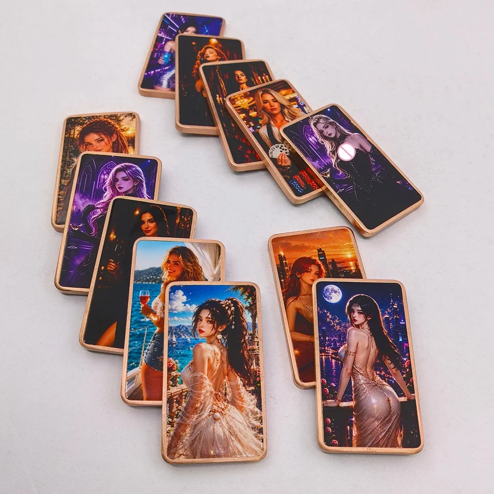 12 Types 1 OZ .999 Fine Copper Beautiful Fantasy Women Commemorative Bar Art Color Printed Metal Bar Collectible Souvenir Gift
