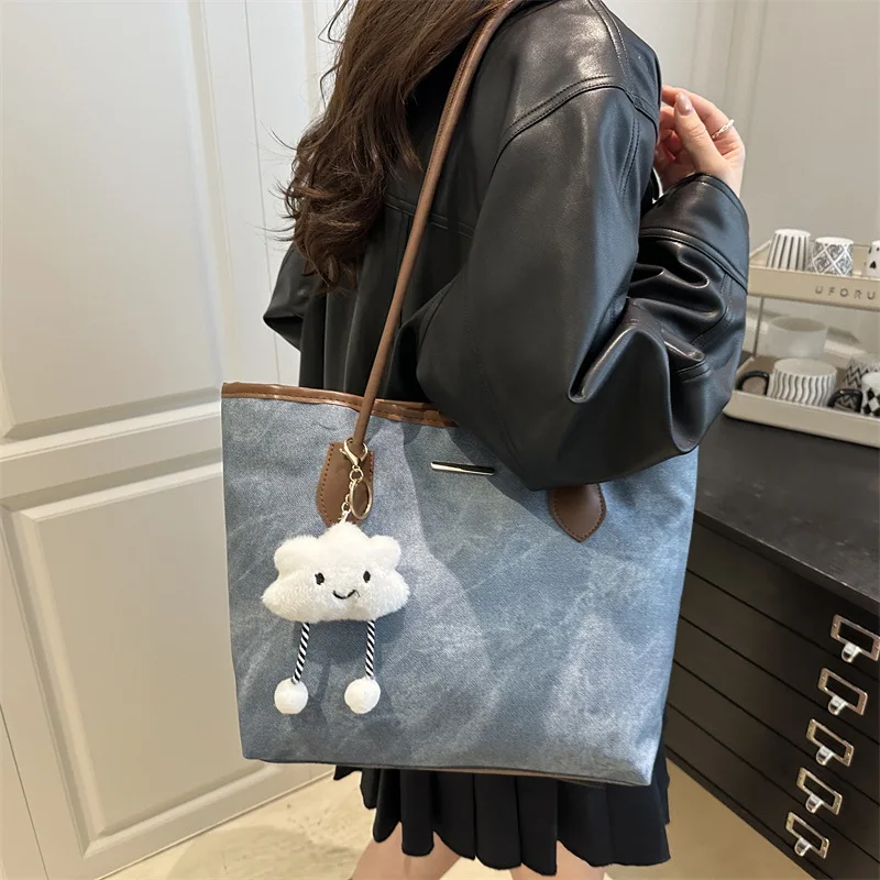 

Универсальная модная большая сумка большой емкости для путешествий для женщин, винтажная студенческая сумка через плечо в корейском стиле для занятий