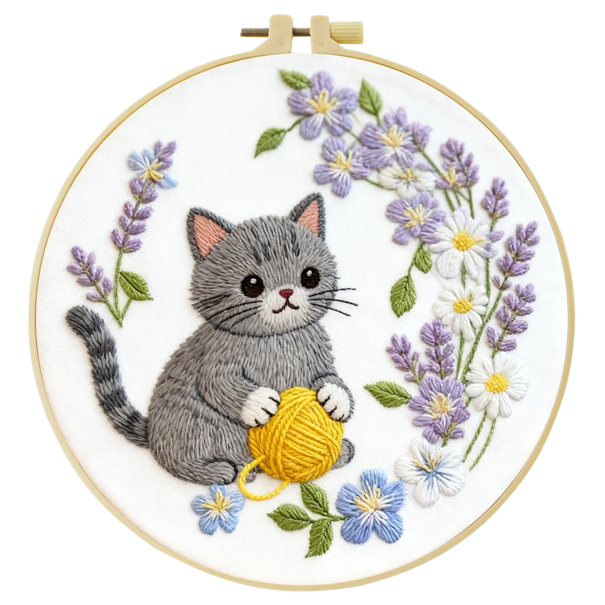 1 Stück 20X20CM/15X15CM 7,87/6,3 Zoll Katzen-Stickerei-Starter-Kit DIY-Kit DIY-Stickerei-Set Handarbeiten Malerei – Detail 3