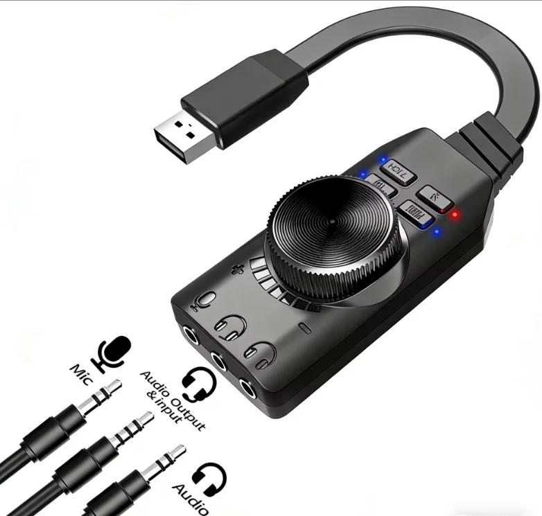 

GS3 USB 7.1 Sound Card for PC And Mobile - Gaming Audio Adapter with 3.5mm Headphone Jack - Surround Sound for Esports