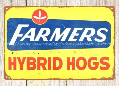 Farmers Hybrid Hogs seed corn metal tin sign outside wall decor metal