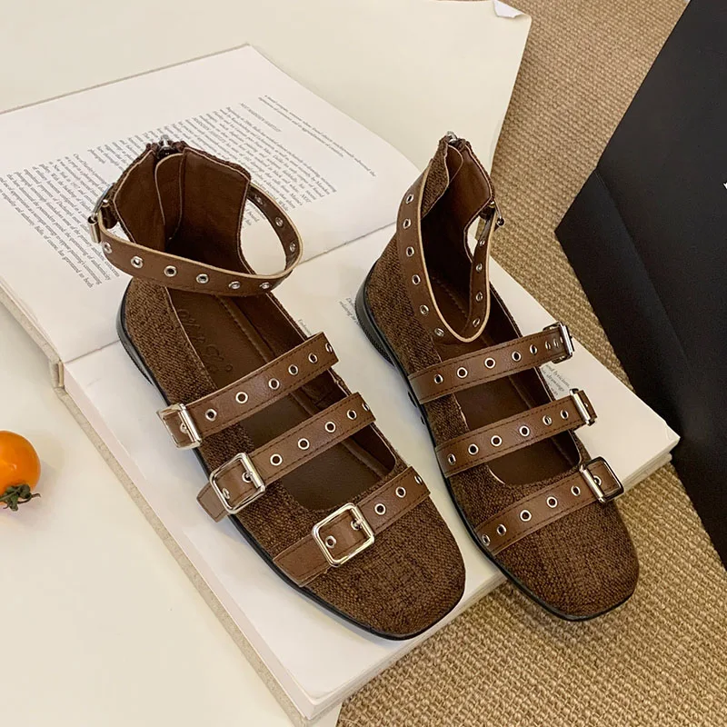 Moda tornozelo fivela senhoras mary janes apartamentos sapatos femininos dedo do pé redondo calçados rasos apartamentos com sapatos novo 2025