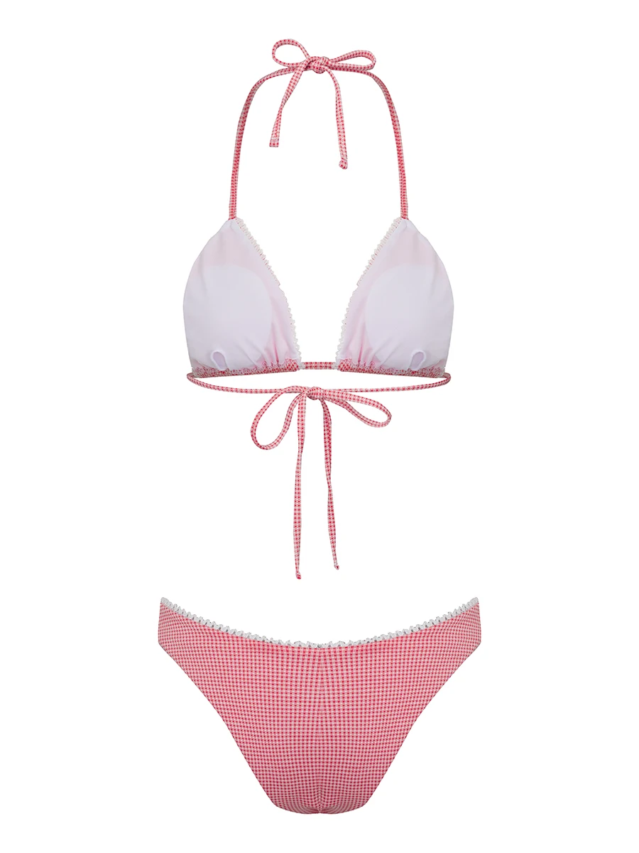 

Stylish Floral Print One Shoulder Ruffle Trim High Waisted Bikini Set Trendy Swimsuits Beachwear for Women Summer