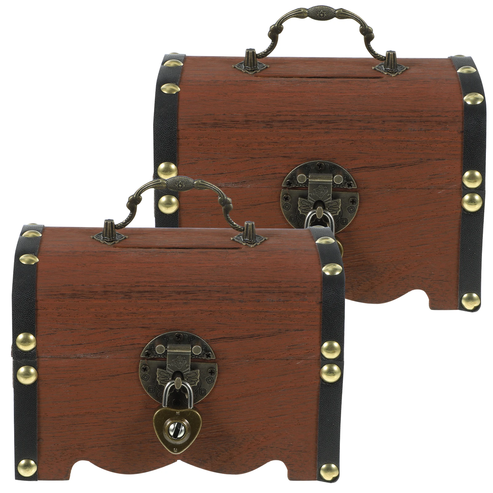 

Wooden Treasure Lock Vintage Piggy Bank Home Decor Storage Container Brown Color Vintage Treasure Storage Box Jewelry Display
