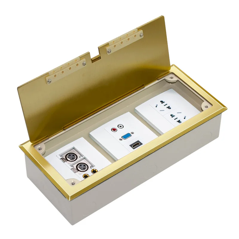 

Panel grounding socket All copper waterproof invisible three 12v weak current module European Union plug standard